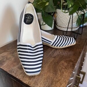 Lifestride Woman's Slip-On Navy White Striped Fabric wedges Casual Workwear 10M